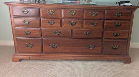 Large Wood Dresser with Brass Hardware