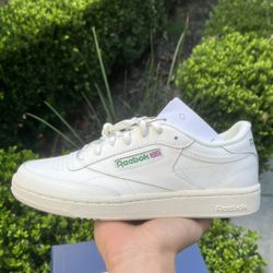 Reebok Club C 85 Vintage White Green 100046747 Size 4y-5.5y 5.5w-7w