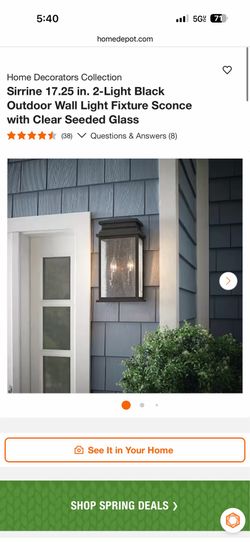 Home Decorators Collection Sirrine 17.25 in. 2-Light Black Outdoor Wall Light Fixture Sconce with Clear Seeded Glass
