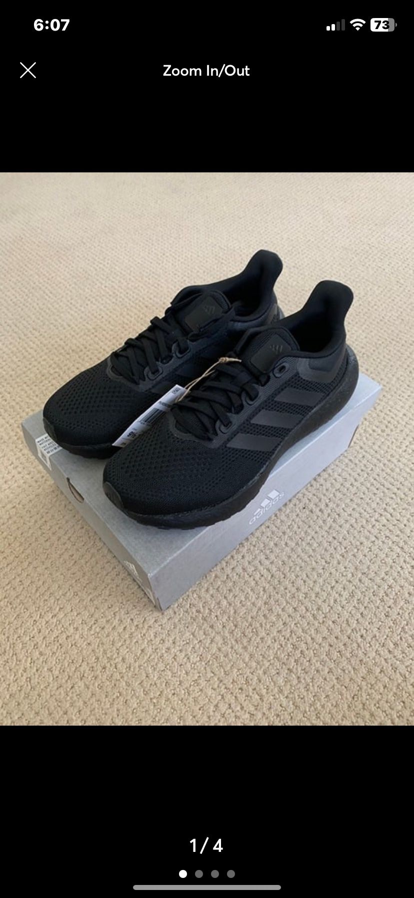 Adidas PureBOOST Running Shoes Triple Black GW8589 Men’s Size 9.5 – NEW