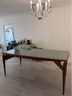 Wood Dining Table with glass
