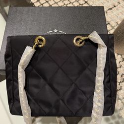 Women tote blue nylon bag