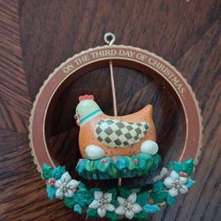 vintage 1987 Enesco "Three French Hens" Christmas ornament