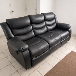 Black Leather Electric Recliner Set – 3-Seater + Single