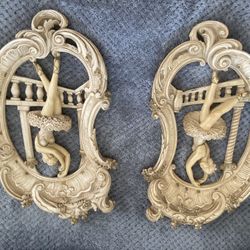Set of 2 vintage ballerina/ballet dancer wall plaques