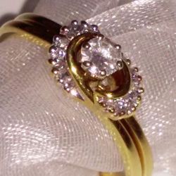 $595 Wedding Set 14kt Yellow Gold Diamond Rings