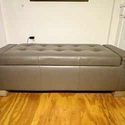 LEATHER BENCH WITH STORAGE