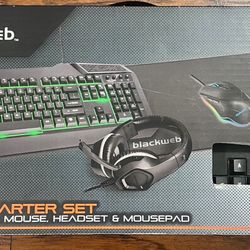 Gaming Starter Kit, Mouse, Keyboard Pad, Headphones