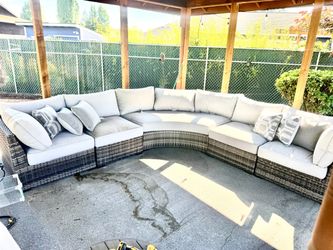 Outdoor Wicker Curved Sectional Sofa Set