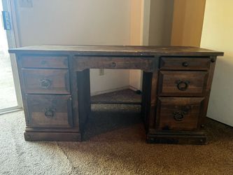 Antique solid 7 drawer wooden desk