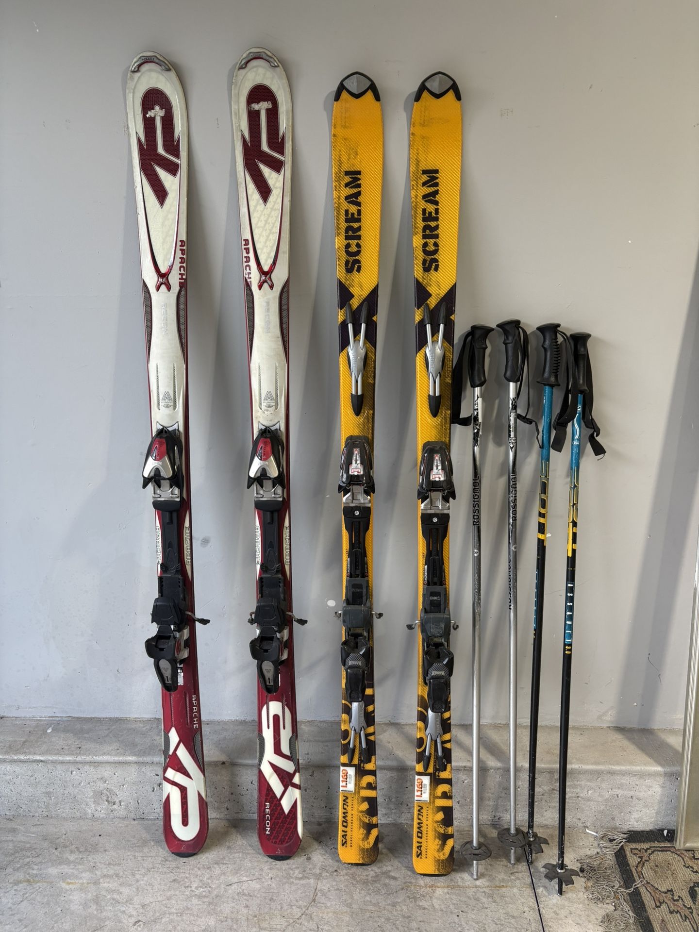 K2 Apache Recon 170 / Salomon X Scream Downhill Skis & Poles