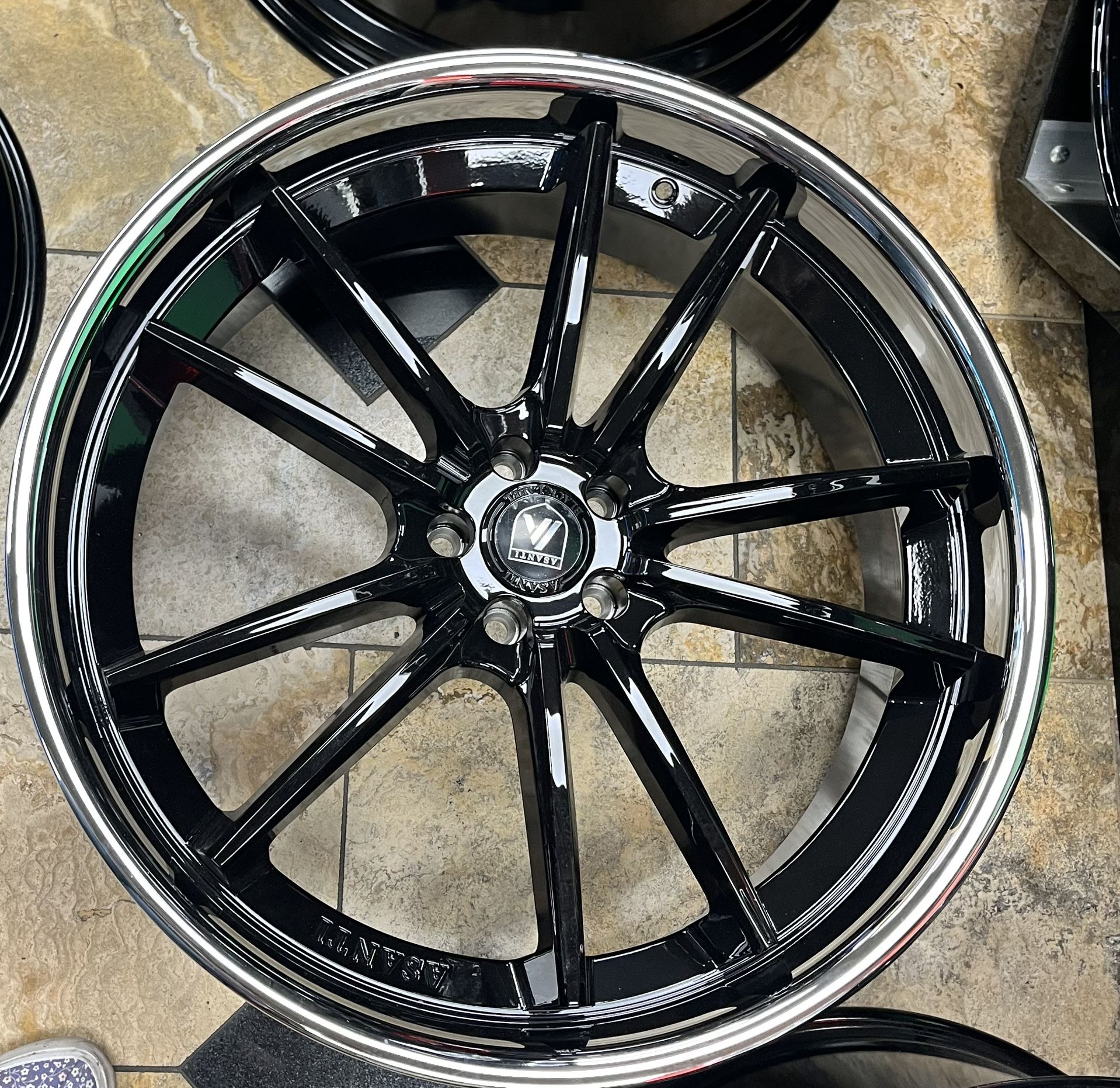Set of 4 24x9 Asanti Rims Black Face Chrome Lip for Sale in Fort Myers, FL OfferUp