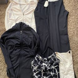 Adrienne Vittadini quick dry 6pc navy white yoga lounge sets XS/S