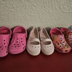 3 pairs of little girl crocs
