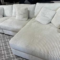 Ivory Ultra Comfy 3 Piece Sectional Couch/ Fast Delivery 