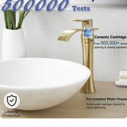 Tall Bathroom Faucet Brushed BVessel Sink Faucet Waterfall A24 Gold A24 $40