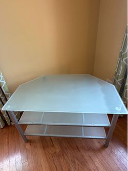 Modern Frosted Glass TV Stand / Entertainment Center with Shelves