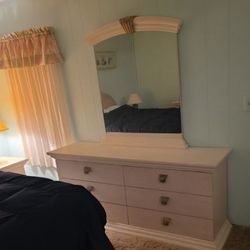 Large Dresser W/ Mirror  Faux Stone Look 