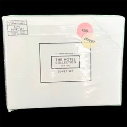 The Hotel Collection New York King Duvet Set Duvet Cover Two Shams White 3 Piece