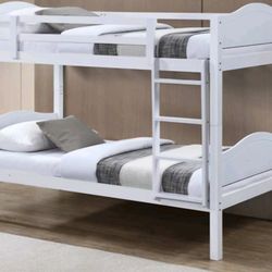 Bunk Bed Frame Twin Over Twin Size Color Espresso Or White 
