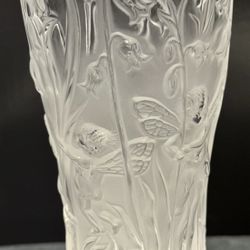 Lalique Elfes Votive Fantasy Elf Vase Clear Frosted Crystal Almost 8 Inches Tall