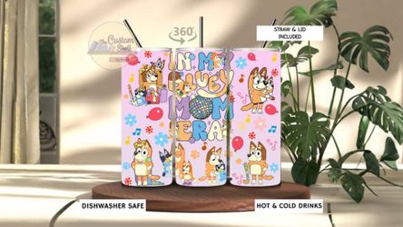 In My Bluey Mom Era 20 oz Stainless Steel Tumbler (READ DESCRIPTION)