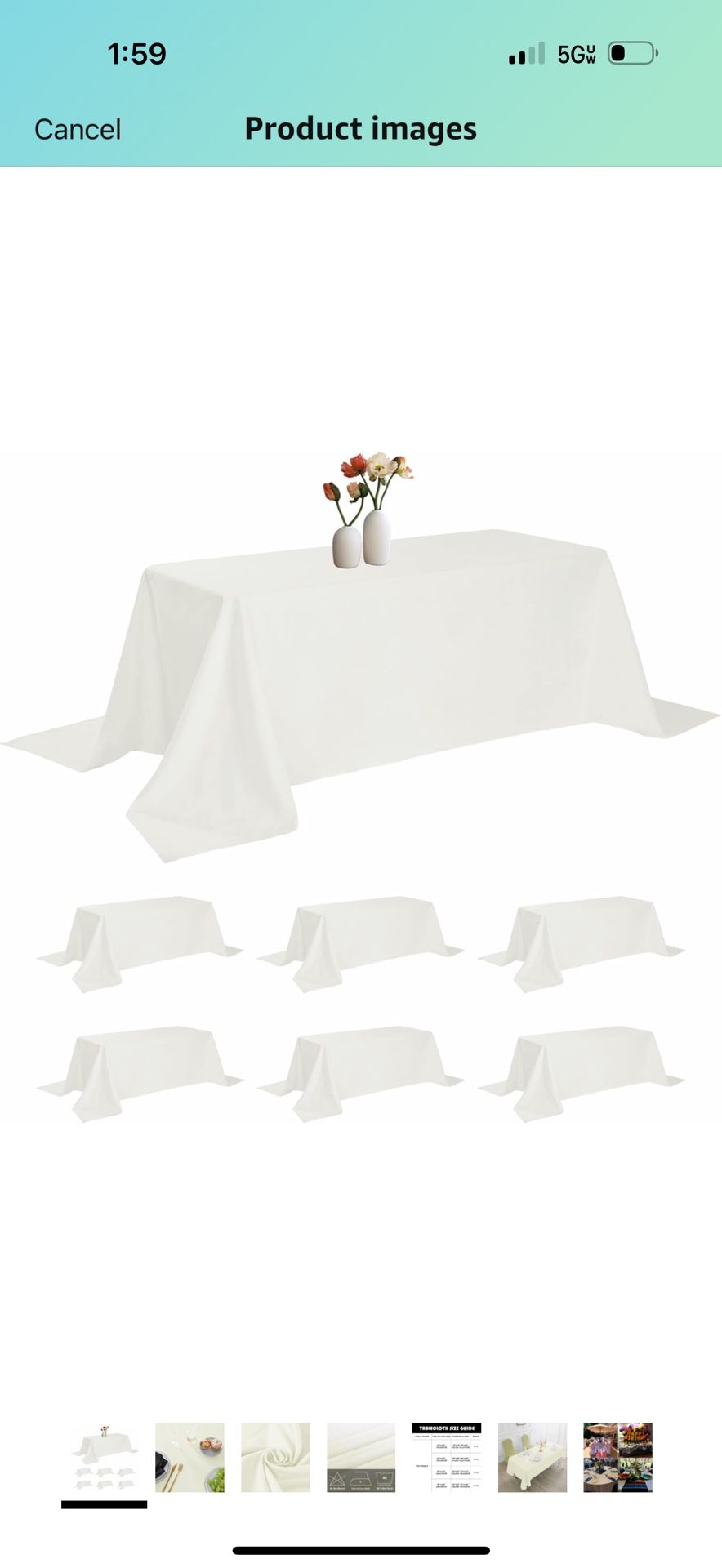 Pack Rectangle Tablecloth 90 x 132 Inches Ivory Table Cloth Stain and Wrinkle Resistant Washable Polyester Fabric Table Cover for Party, Wedding and B