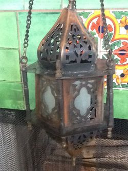 Vintage Moroccan brass hanging lamp