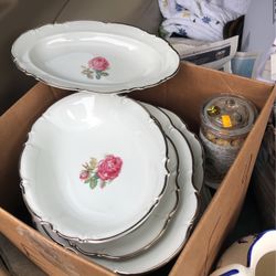 Rose pattern China and assorted housewares
