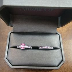 Beautiful Pink Sapphire and Diamond Wedding Set Thumbnail