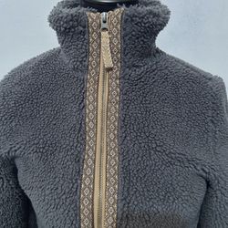 Faherty Sweater Jacket Gray Ashbury Sherpa Fleece Full-Zip