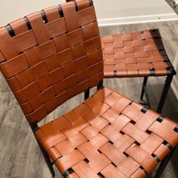 WELLFLEET  WOVEN  LEATHER METAL BASE COUNTER HEIGHT BARSTOOL BROWN - PROJECT 62™ “Original price $357 Dlls”