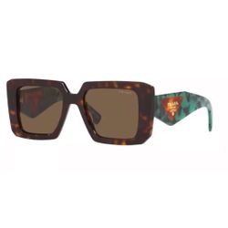 Prada SPR23Y Sunglasses Rectangular Tortoise Turquoise 