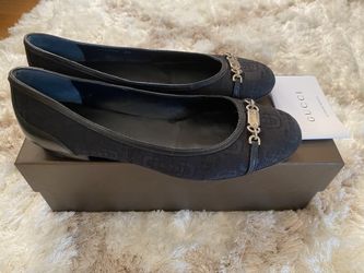 NEW Authentic Gucci Black Horsebit Ballerina Flats Shoes