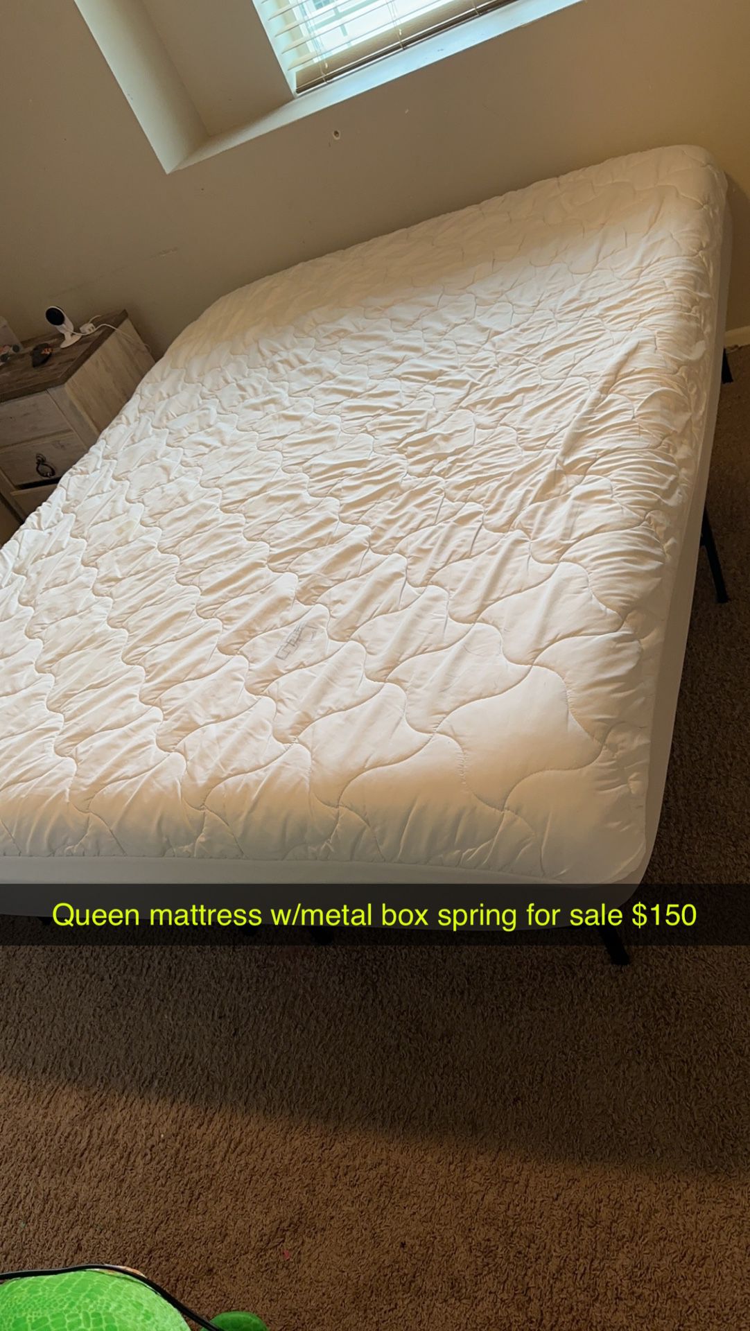 Queen Mattress W/metal box Spring $150