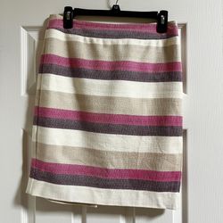 Ann Taylor Women’s Cream and Pink Knee-Length Pencil Skirt Size 4 Petite
