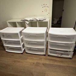 Sterilite, Wide 3 Drawer Cart x 3, White