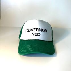 Governor Ned Green & White Snapback Hat 