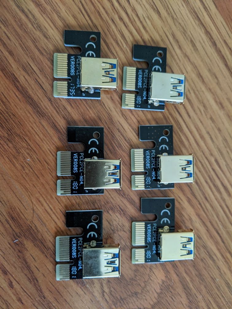 Six PCIe Gen 3 x1 to USB 3 port Adapter $5 each