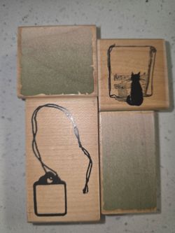 Set of 4 Wooden Rubber Stamps