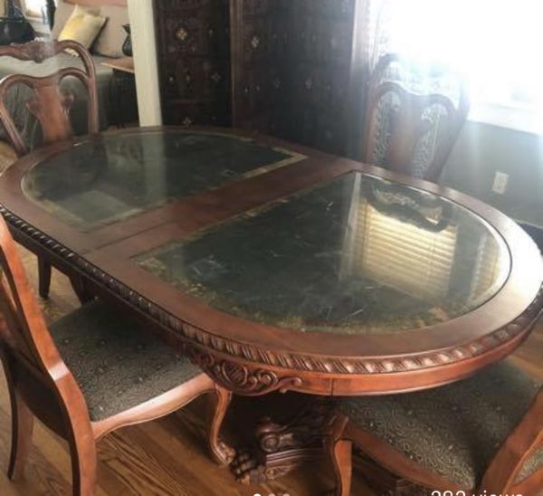 Antique Marble Top Table With Leaf And Six Chairs For Sale In Hackensack Nj Offerup