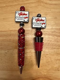 MOM MOTHER’S DAY WINE O’CLOCK Gift Pen & Wine Bottle Stopper Set