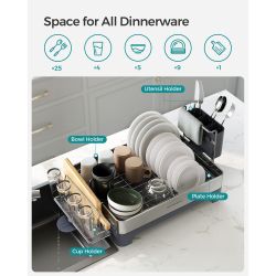 UKCS030E01 SONGMICS Premium Stainless Steel Dish Rack with Rotatable Spout