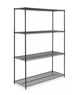 Uline black metal shelving unit