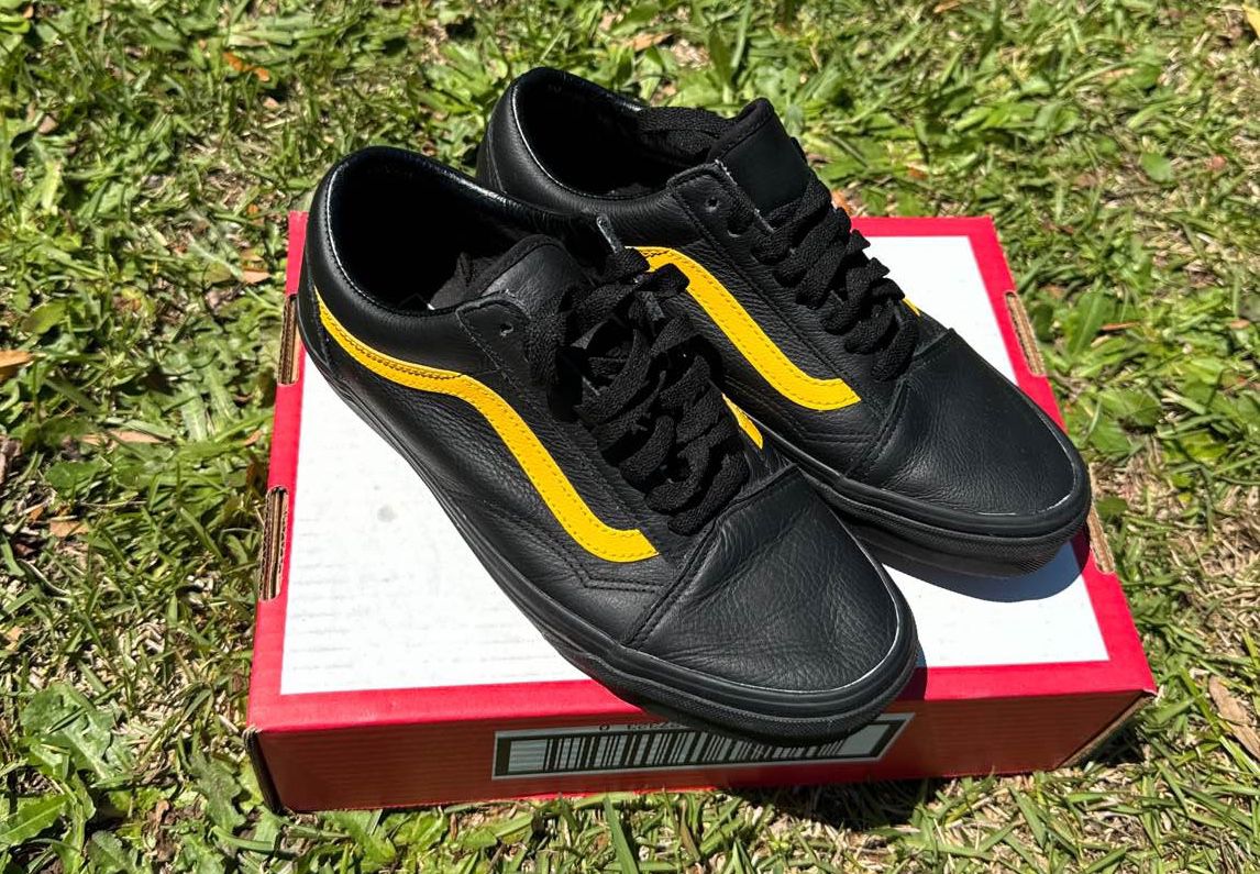 Black And Yellow Leather Vans