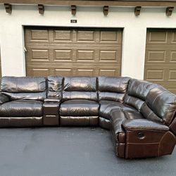 🛋️ Sectional Couch/Sofa - Manual Recliner - Leather - Brown - Delivery Available 🚛