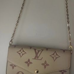 PRIVATE SELLER: LV Felicie Chain Wallet - Blush/Cream - Like New! OBO!