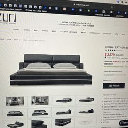 King Leather Bed Frame -Like new  