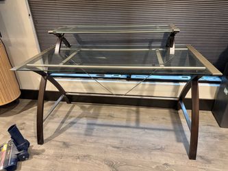 Glass Desk + Shelf + Bookshelf + FREE Office Chair