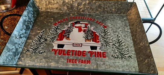 Snowman galvanized Serving tray.